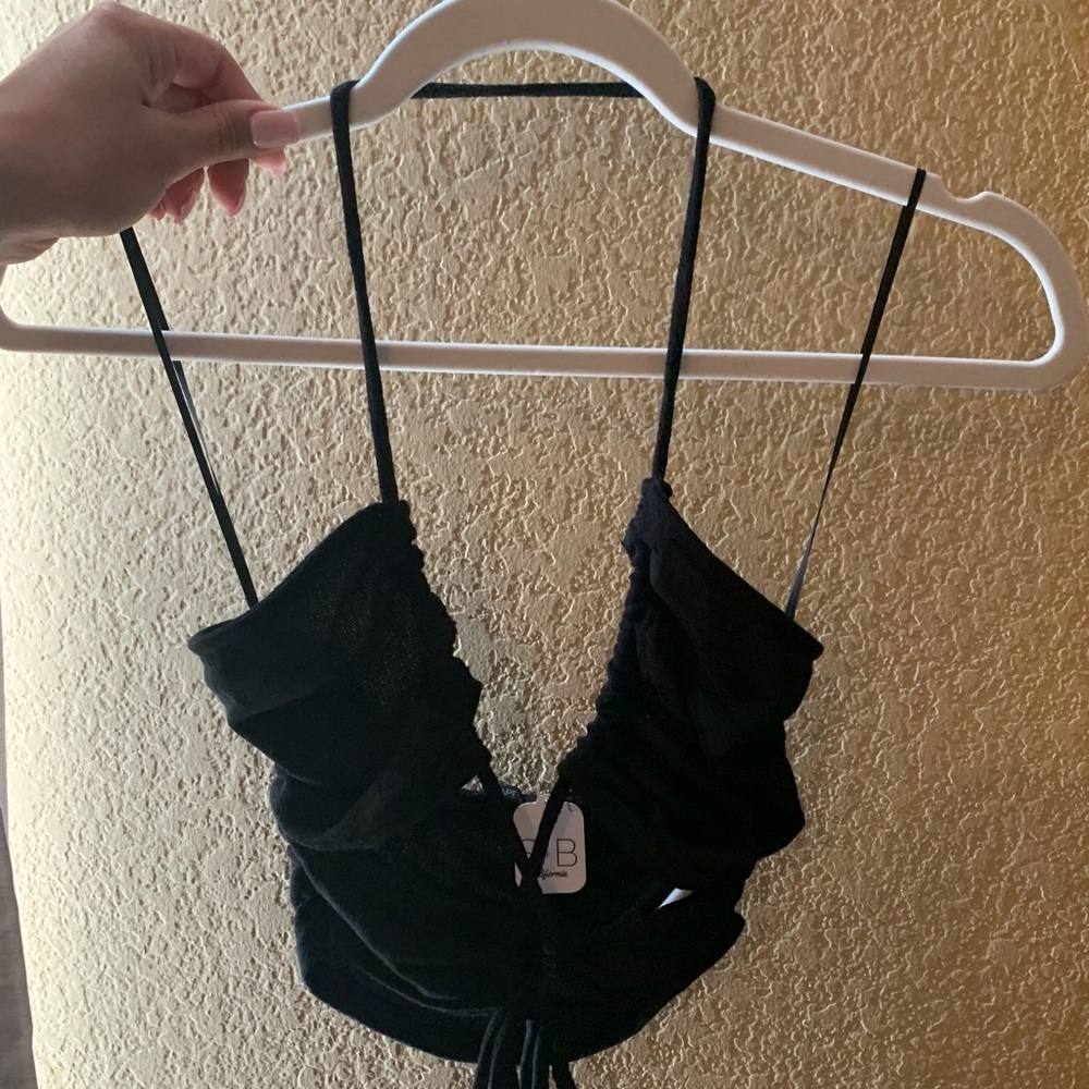 Black cut out halter crop top